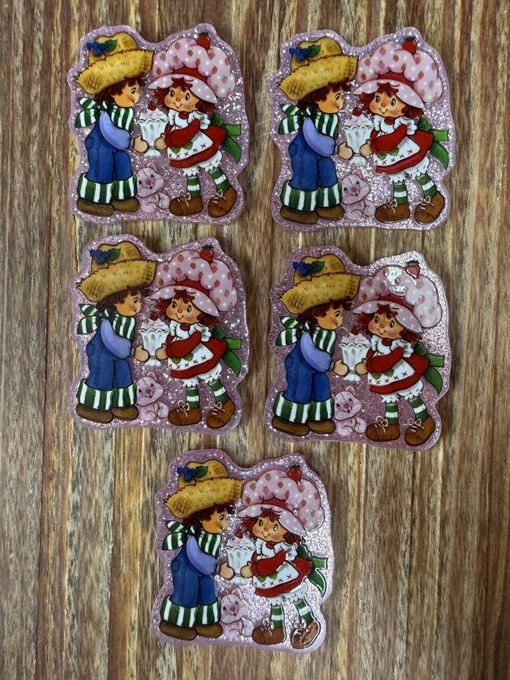 5 Pc Strawberry Shortcake Acrylic Flatbacks